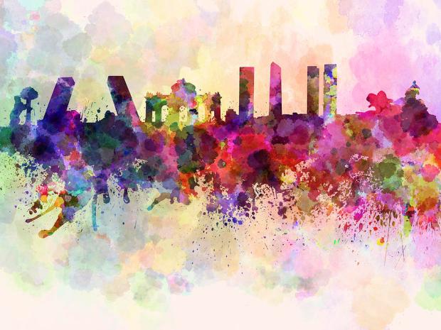 madrid-skyline-in-watercolor-background-pablo-romero